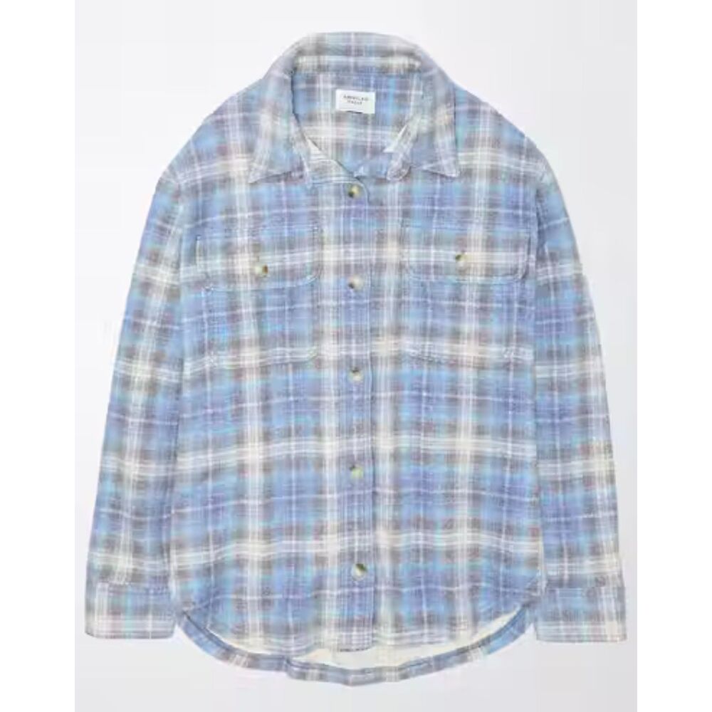 NWT American Eagle AE Go Big Beach Flannel Plaid Shirt Women's Size XL